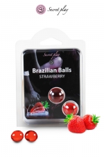 2 Brazilian Balls - fraise : La chaleur du corps transforme la brazilian ball en liquide glissant au parfum fraise, votre imagination s'en trouve exacerbée.