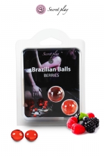 2 Brazilian Balls - baies rouges : La chaleur du corps transforme la brazilian ball en liquide glissant au parfum de baies rouges, votre imagination s'en trouve exacerbée.