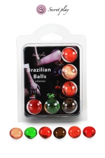 6 Brazilian Balls parfums variés : La chaleur du corps transforme la brazilian ball en liquide glissant parfumé, votre imagination s'en trouve exacerbée.