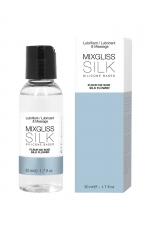 Mixgliss silicone - Fleur de soie - 50ml : Fluide 2 en 1 massage et lubrifiant riche en silicone, parfum fleur de soie.