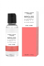 Mixgliss silicone - Litchi - 50ml : Fluide 2 en 1 massage et lubrifiant riche en silicone, parfum litchi.