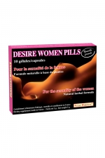 Desire Women Pills (10 gélules) : Complément alimentaire permettant de stimuler le désir et exalter le plaisir féminin. Formule naturelle nouvelle génération.