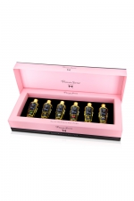Coffret 6 huiles de massage sèches - Plaisir Secret : Coffret cadeau Prestige avec 6 huiles de massages sèches Plaisir Secret aux parfums différents, le tout dans une luxueuse boite.