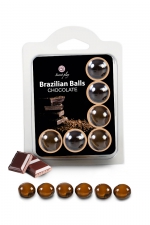 6 Brazilian Balls - chocolat : La chaleur du corps transforme la brazilian ball en liquide glissant au parfum chocolat, votre imagination s'en trouve exacerbée.
