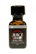 Poppers Juice Zero Black Label 24 ml : Un poppers hybride très puissant contenant à la fois de l'Amyle et du Propyle, avec flacon Méga Pellet et bouchon sécurisé.