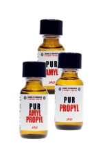 Pack Pur JOLT 3 poppers : Pack JOLT PUR contenant : 1 poppers PUR Amyl 25ml + 1 poppers PUR Propyl 25ml + 1 poppers Amyl & Propyl 25 ml.