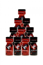 Pack 10 poppers Dominator 10ml : Pack de 5 poppers Red Dominator 10ml hybride + 5 poppers Black Dominator 10ml à l'Amyle.