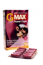 G-Max Power Caps Femme (10 gélules) : Le booster de Libido pour femmes 100% naturel : augmente le Désir et le Plaisir. Effets Puissants et Rapides.