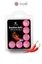 6 Brazilian Balls triple effets - Secret Play : La chaleur du corps transforme la brazilian ball en liquide glissant avec effet stimulant, votre imagination s'en trouve exacerbée.