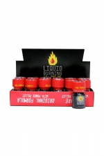 Box 18 poppers Liquid Burning 10ml : Présentoir promotionnel contenant 18 poppers de la marque Liquid Burning (à base de Pentyle).