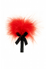 Mini plumeau à caresses - Litolu : Petit plumeau coquin rouge en plumes naturelles, pour stimuler les sens de son partenaire.