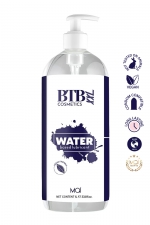 Lubrifiant base eau 1 litre - BTB : Lubrifiant longue durée à base d'eau, végan, fabriqué en Europe et compatible avec les préservatifs. Flacon pompe 1 litre.