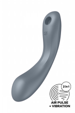 Stimulateur Curvy Trinity 1 gris - Satisfyer : Sextoy 3 en 1 : vibromasseur point G et stimulateur de clitoris par ondes de pression sans contact ou par vibrations. 