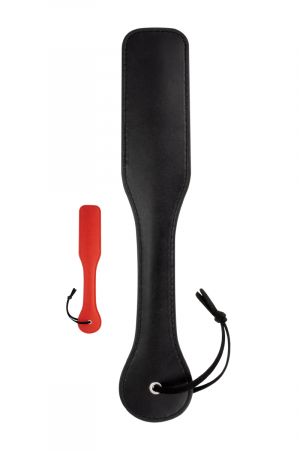 Paddle bicolore - Litolu : Paddle en satin rouge d'un côté et faux cuir noir de l'autre, pour découvrir en douceur le plaisir de la fessée.