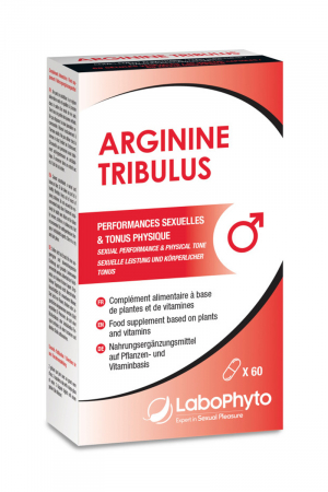Booster de libido Arginine Tribulus (60 gélules) : Arginine + Tribulus + Vitamine D = Augmente le taux de testostérone et les performances sexuelles chez l’homme.