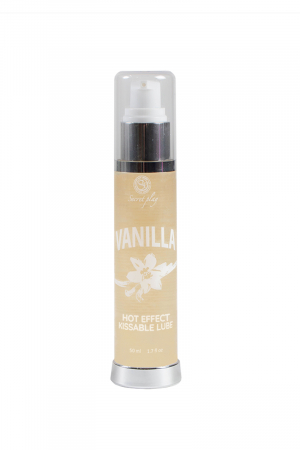 Lubrifiant chauffant gout vanille - Secret Play : Massage et lubrifiant 2 en 1, avec effet chauffant, parfumé à la vanille. Flacon de 50 ml. A base d'eau et de glycérine.