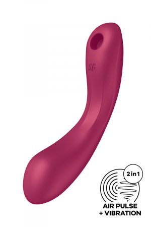 Stimulateur Curvy Trinity 1 bordeaux - Satisfyer : Sextoy 3 en 1 : vibromasseur point G et stimulateur de clitoris par ondes de pression sans contact ou par vibrations. 