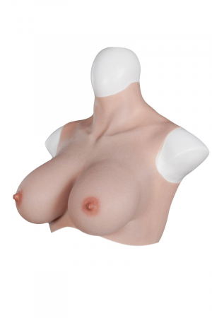 Buste ultra-réaliste taille L : Buste réaliste de poitrine qui s'enfile comme un bustier. Ce modèle est en bonnet H.